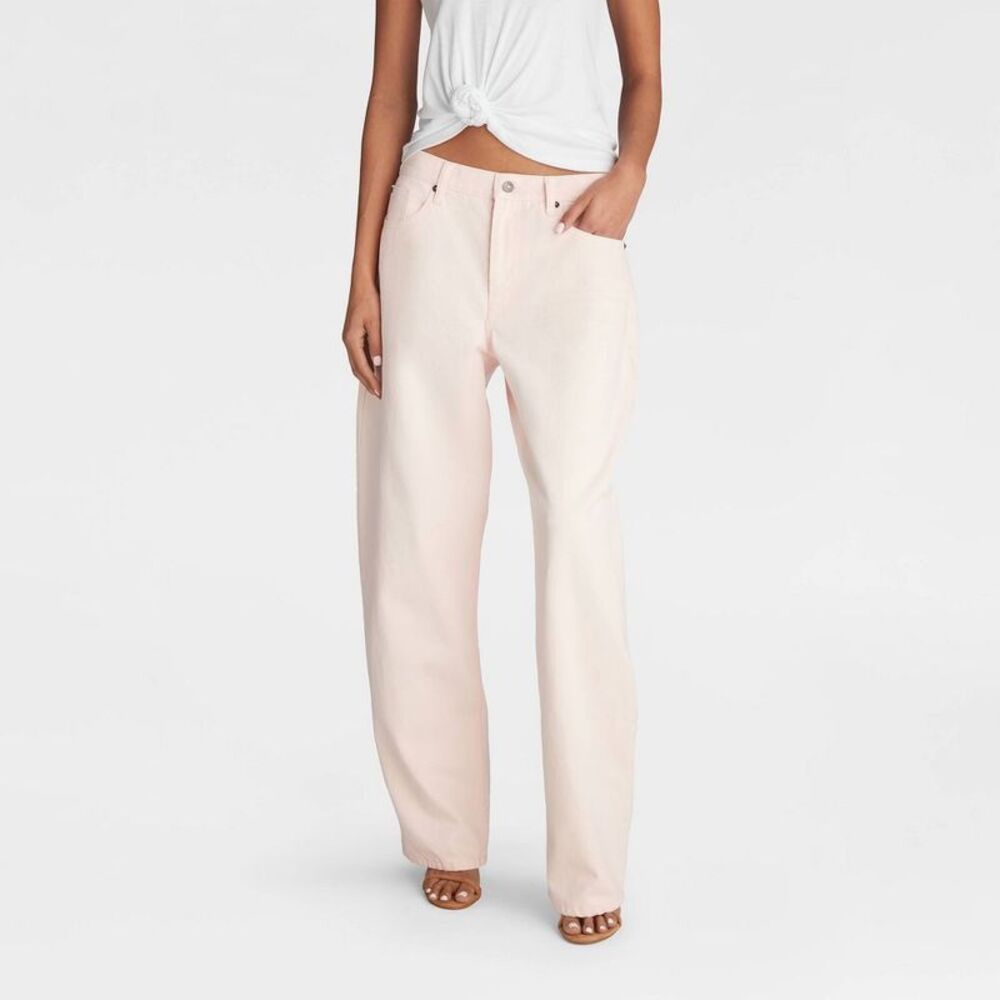 Wide Leg High-Rise Pants - Light Pink
